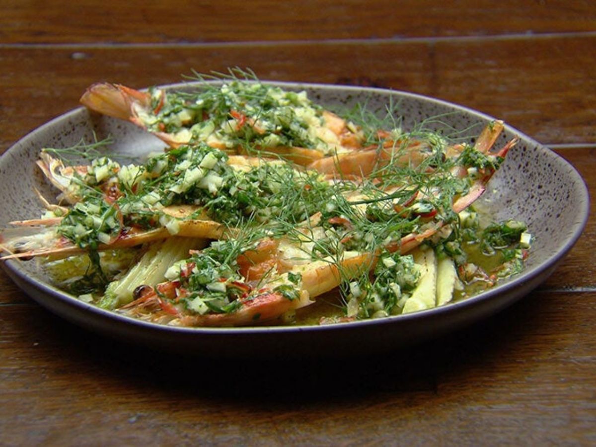 How to prepare Barbecue King Prawns, Olive Oil Poached Fennel, Chilli – Coba Grill Hong Kong