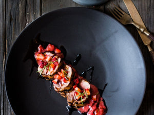 Grilled Balsamic Pork Tenderloin with Savory Strawberry Compote | Lotus Grill