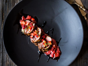 Grilled Pork Loin With Strawberries & Balsamic Glaze | Lotus Grill Hong Kong