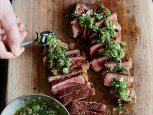 Grilled Strip Steaks with Green Bean Chimichurri | Lotus Grill Hong Kong