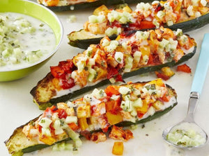 Mediterranean Zucchini Boats with Kefir-Mint Topping | Charcoal HK | Lotus Grill Hong Kong