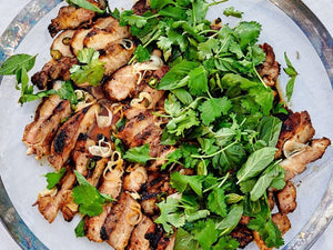 Grilled Pork Shoulder Steaks With Herb Salad | Charcoal HK | Lotus Grill