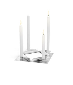 Hoefats Square Candle Holder Set - Silver