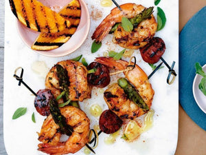 Chargrilled Prawn And Asparagus Skewers With Burnt Orange | Charcoal HK | Lotus Grill