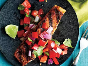 Pan-Grilled Salmon with Red Pepper Salsa | Lotus Grill