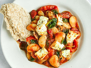 Crispy Grilled Feta with Saucy Butter Beans | Lotus Grill