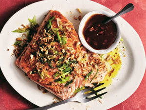 Grilled Salmon With Tamarind Dipping Sauce And Crispy Brussels Sprouts | Lotus Grill