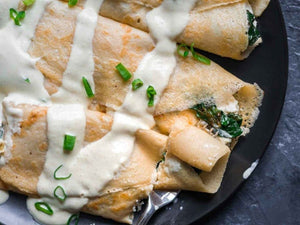 Savory Crepes With Almond Cheese, Sautéed Spinach And Vegan Hollandaise | Lotus Grill Hong Kong | Charcoal HK