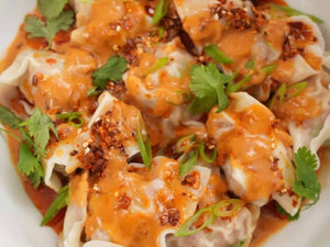 Wontons With Spicy Peanut Sauce | Lotus Grill Hong Kong
