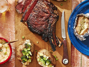 Cowboy Steaks And Potatoes With Broccoli And Cheddar-scallion Spread | Charcoal HK | Lotus Grill