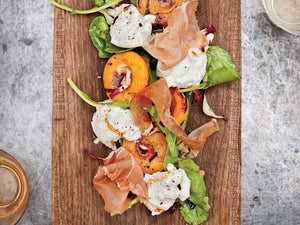 Grilled Apricots with Burrata, Country Ham and Arugula | Lotus Grill