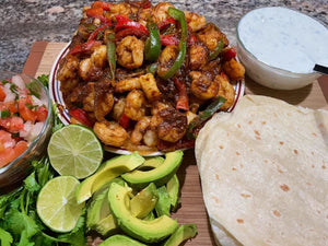 Skillet Shrimp Fajitas with Cilantro-Lime Cream | Lotus Grill