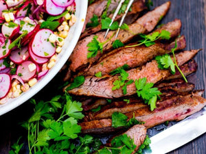 Grilled Flank Steak With Corn & Radish Salad | Lotus Grill