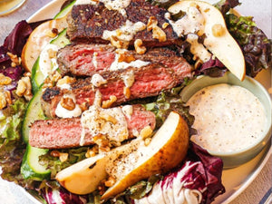 Grilled Steak Salad with Roasted Garlic and Blue Cheese Dressing | Lotus Grill