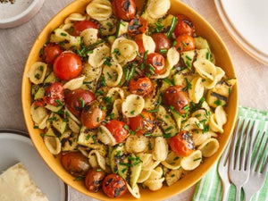 Grilled Zucchini Pasta Salad with Burst Cherry Tomatoes | Lotus Grill Hong Kong