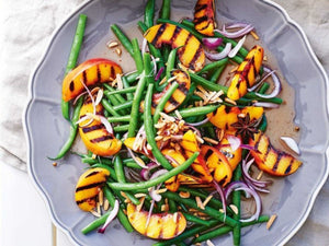 Chargrilled Peaches With Green Beans And Almonds | Charcoal HK