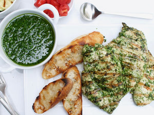 Garlic-and-Herb Grilled Chicken Breasts with Chimichurri Sauce | Charcoal HK