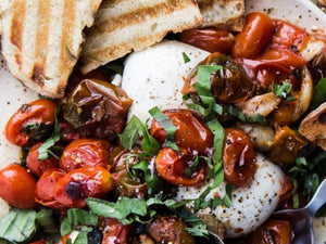 Braised Tomatoes with Burrata | Charcoal HK