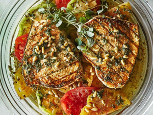 Grilled Swordfish with Tomatoes and Oregano | Lotus Grill