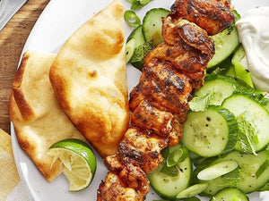 Grilled Spiced Chicken Skewers with Cucumber Salad | Charcoal HK
