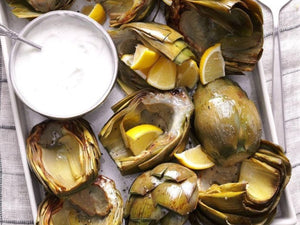 Fresh Artichokes with Lemon Yogurt Dip | Lotus Grill Hong Kong | Charcoal HK
