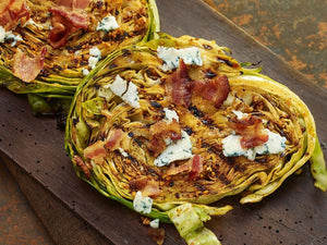 GRILLED CABBAGE STEAKS WITH BACON & BLUE CHEESE | Lotus Grill | Maze Grill