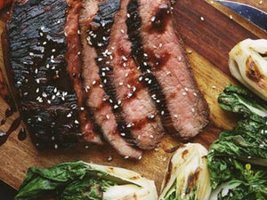 Grilled Marinated Flank Steak with Choi Sum | Lotus Grill