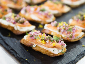 Smoked Salmon Tartines with Red Onion and Caper Relish | Lotus Grill Hong Kong