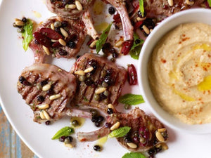 Grilled Lamb Cutlets With Olives, Mint And White Bean Puree | Charcoal HK