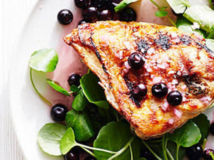 Grilled Chicken with Pickled Blueberries 