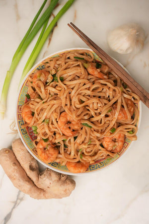 Garlic Shrimp Noodles | Lotus Grill Hong Kong