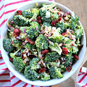 Healthy cranberry, broccoli salad with poppy seed dressing (oil free)